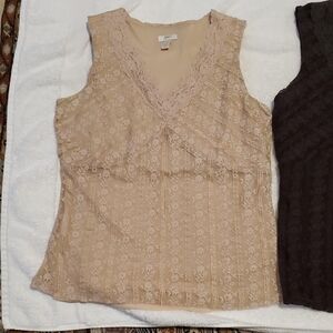 Vintage J. Jill Lot Of 3 Lace V-Neck Top in Beige, Burgandy, Black